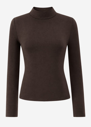Long-sleeved turtleneck shirt - brown