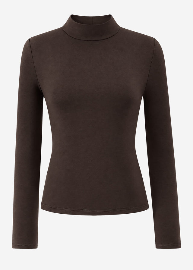 Langarm Shirt mit Rollkragen - braun