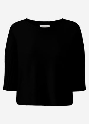 Kurzarm Crop Pullover - schwarz