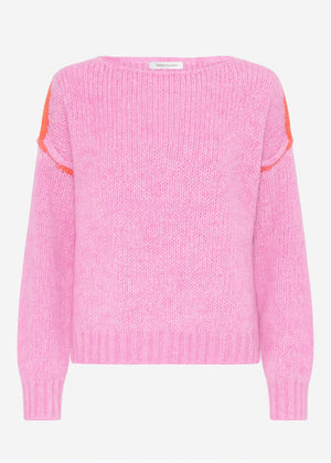 Pullover mit Kontrastnähten - pink