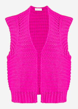 Ärmellose Strickweste mit strukturierten Schultern - pink