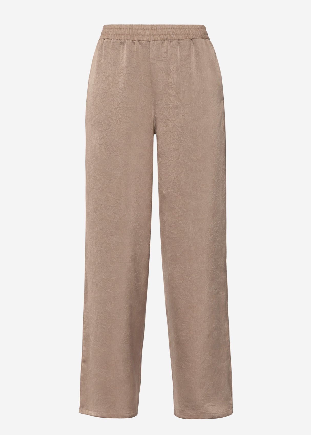Weite Satin Hose mit Crinkle-Struktur - taupe
