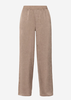 Weite Satin Hose mit Crinkle-Struktur - taupe