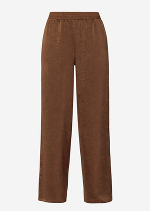 Weite Satin Hose mit Crinkle-Struktur - braun