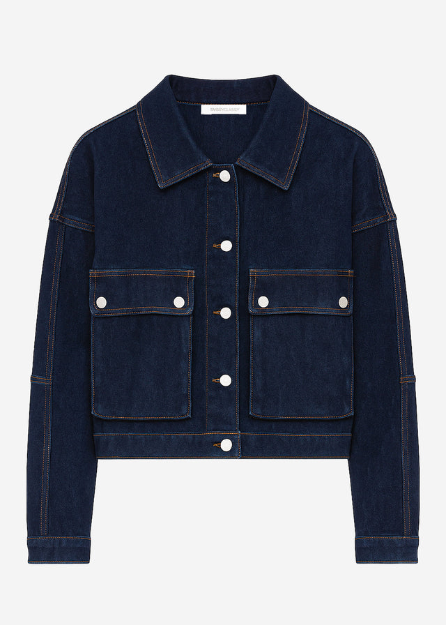 Jeans Jacke mit aufgesetzten Taschen - dunkelblau