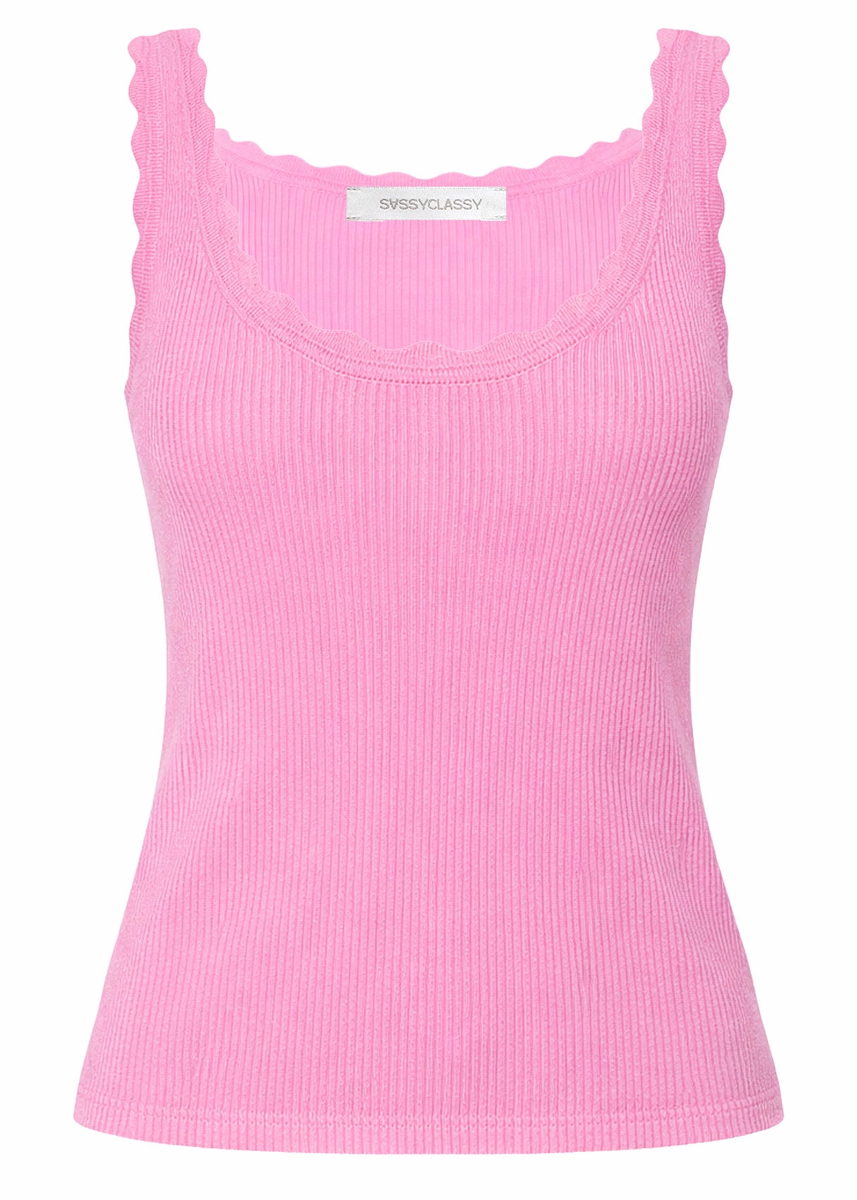 Tank top with scalloped edge - pink