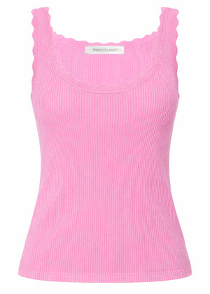 Tank top with scalloped edge - pink