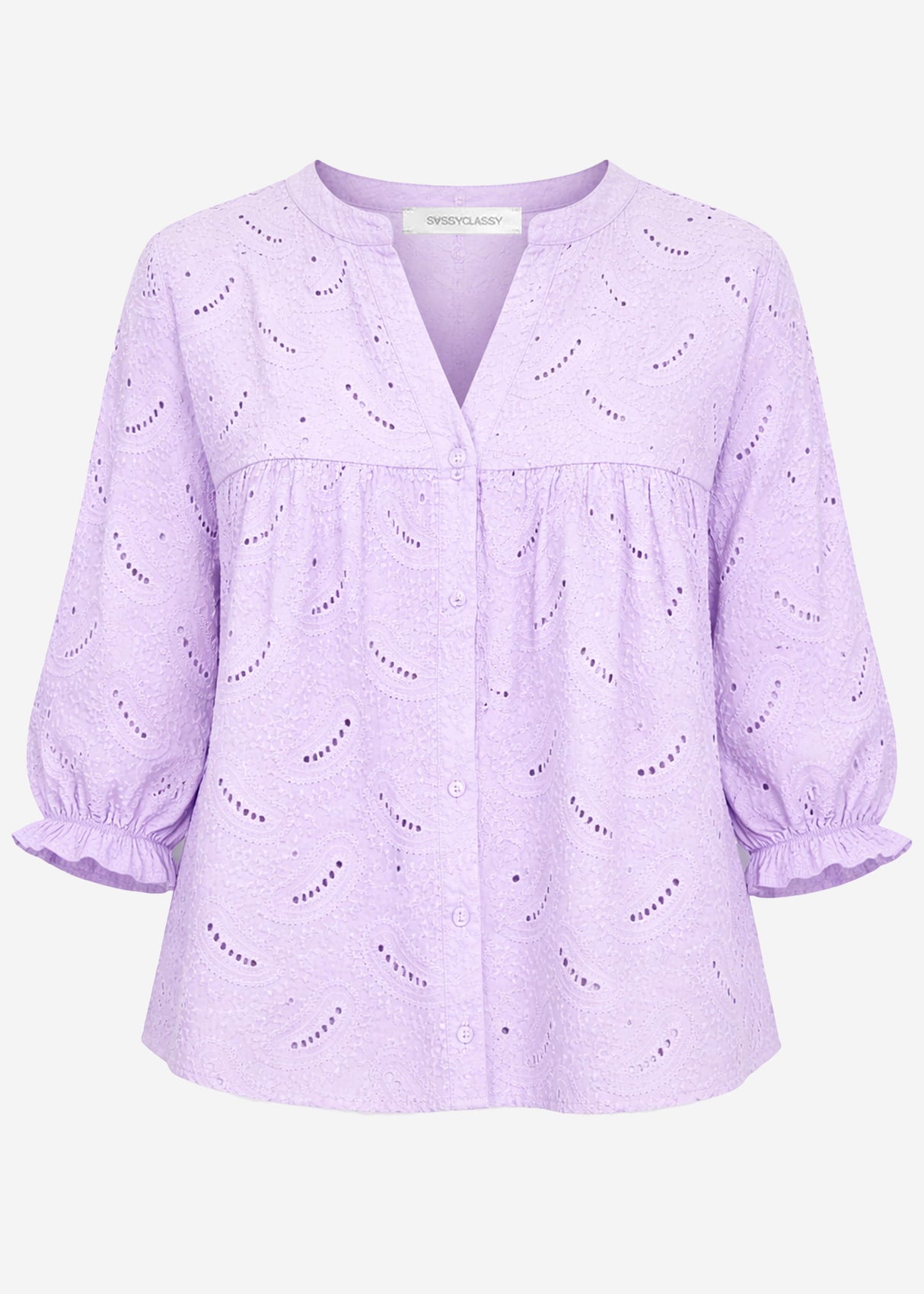 Pointed blouse with short balloon sleeves - lilac