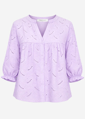 Pointed blouse with short balloon sleeves - lilac
