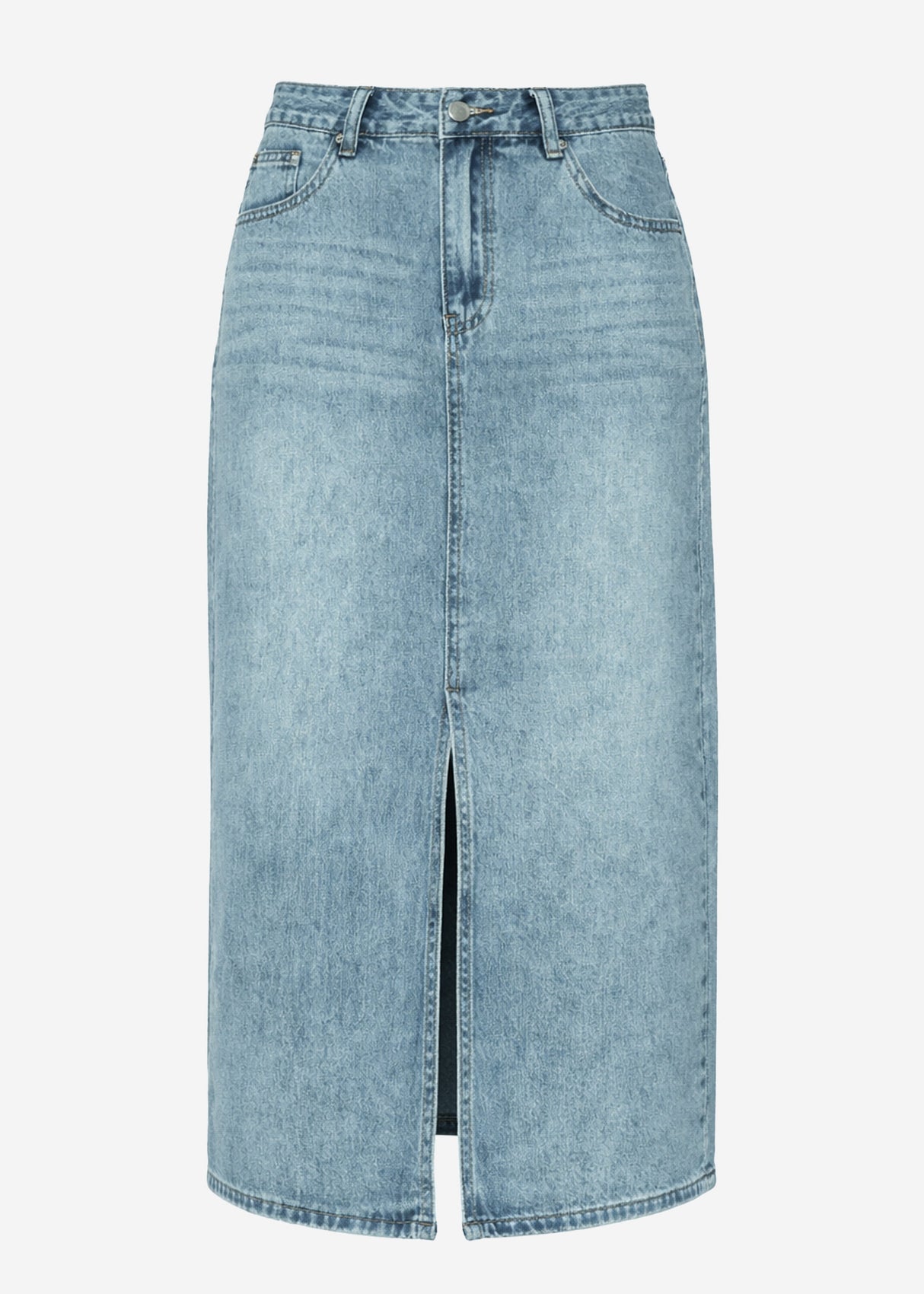 Midi Jeans Rock mit Schlitz - blau
