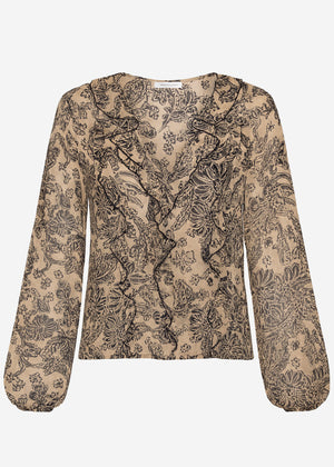 Leichte Bluse mit Rüschen - beige