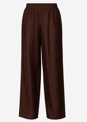 Glänzende Stoffhose mit geradem Bein - braun