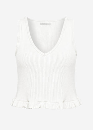 Cropped Top mit Rüsche - weiß