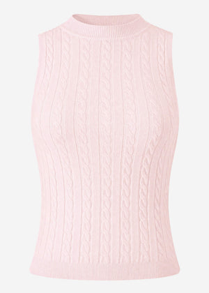 Knitted top with cable pattern - pink