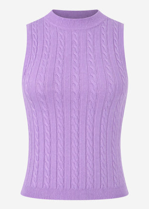 Stricktop mit Zopfmuster - flieder