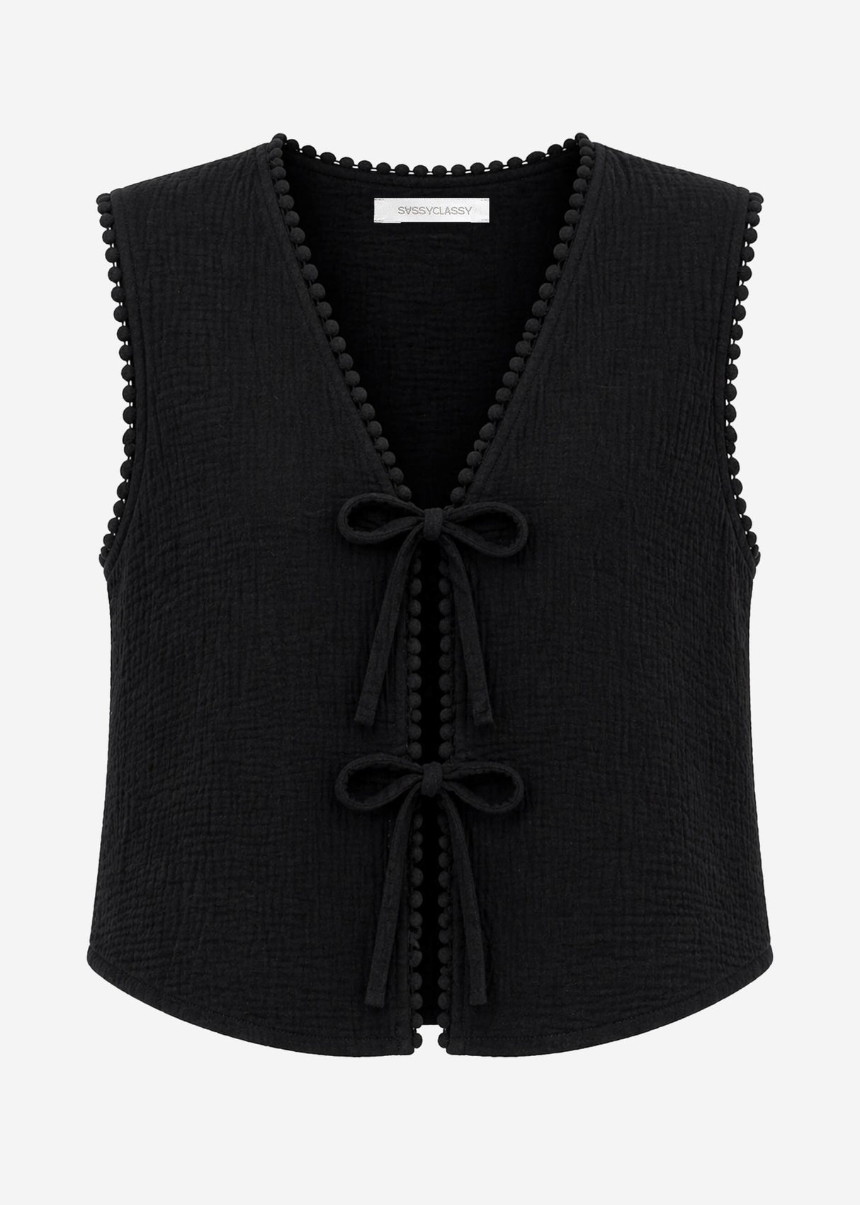 Musselin top with grinding - black