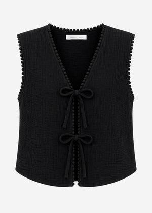 Musselin top with grinding - black