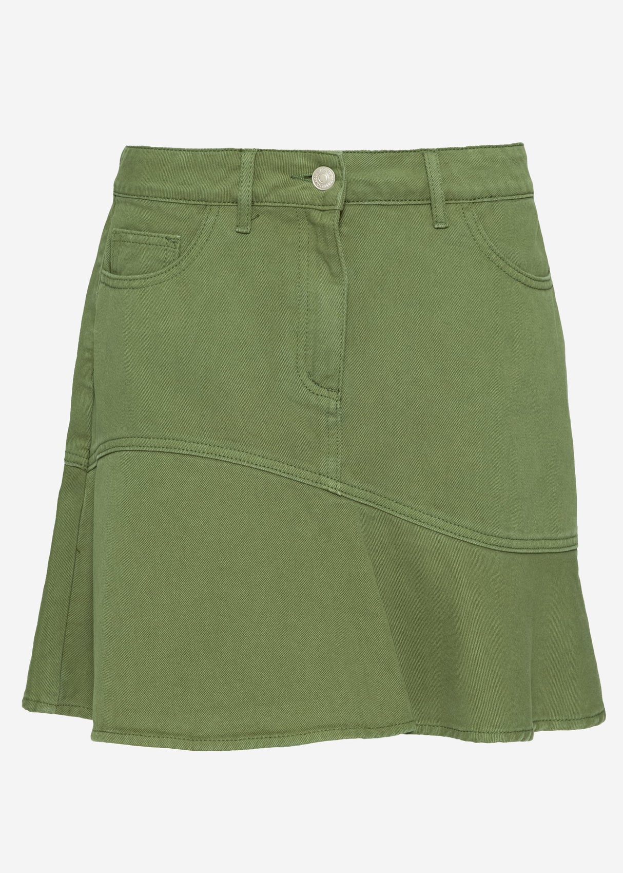 Jeans Rock mit Volant - khaki