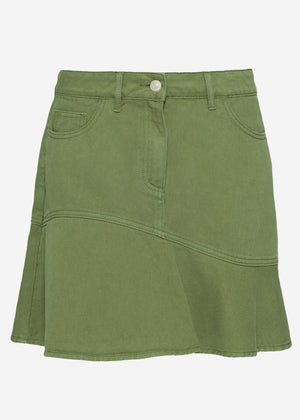 Jeans Rock mit Volant - khaki