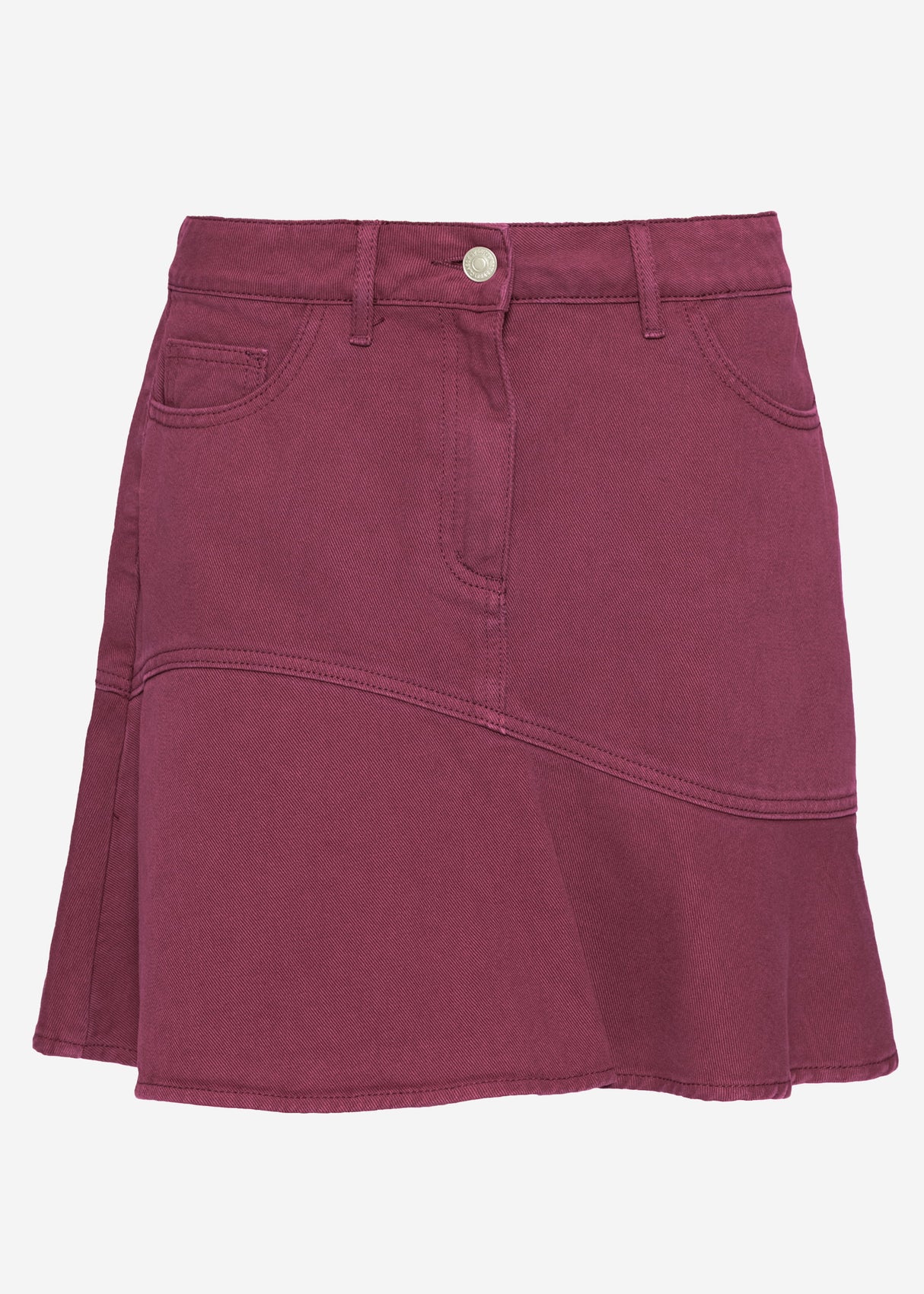 Jeans Rock mit Volant - burgundy