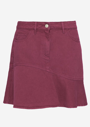 Jeans Rock mit Volant - burgundy