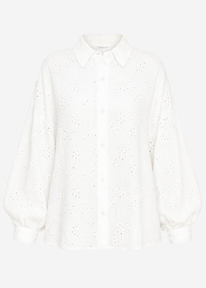Musselin Bluse mit Lochstickerei - offwhite