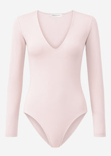 Langarm Body mit V-Ausschnitt - rosa
