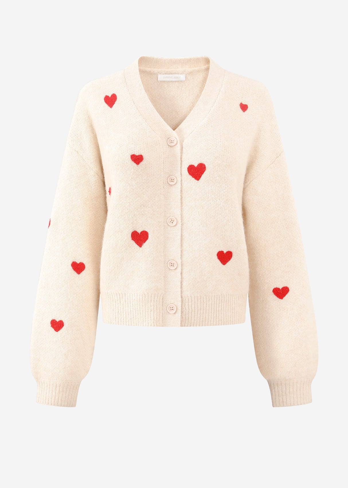 Cardigan with red heart - off-white