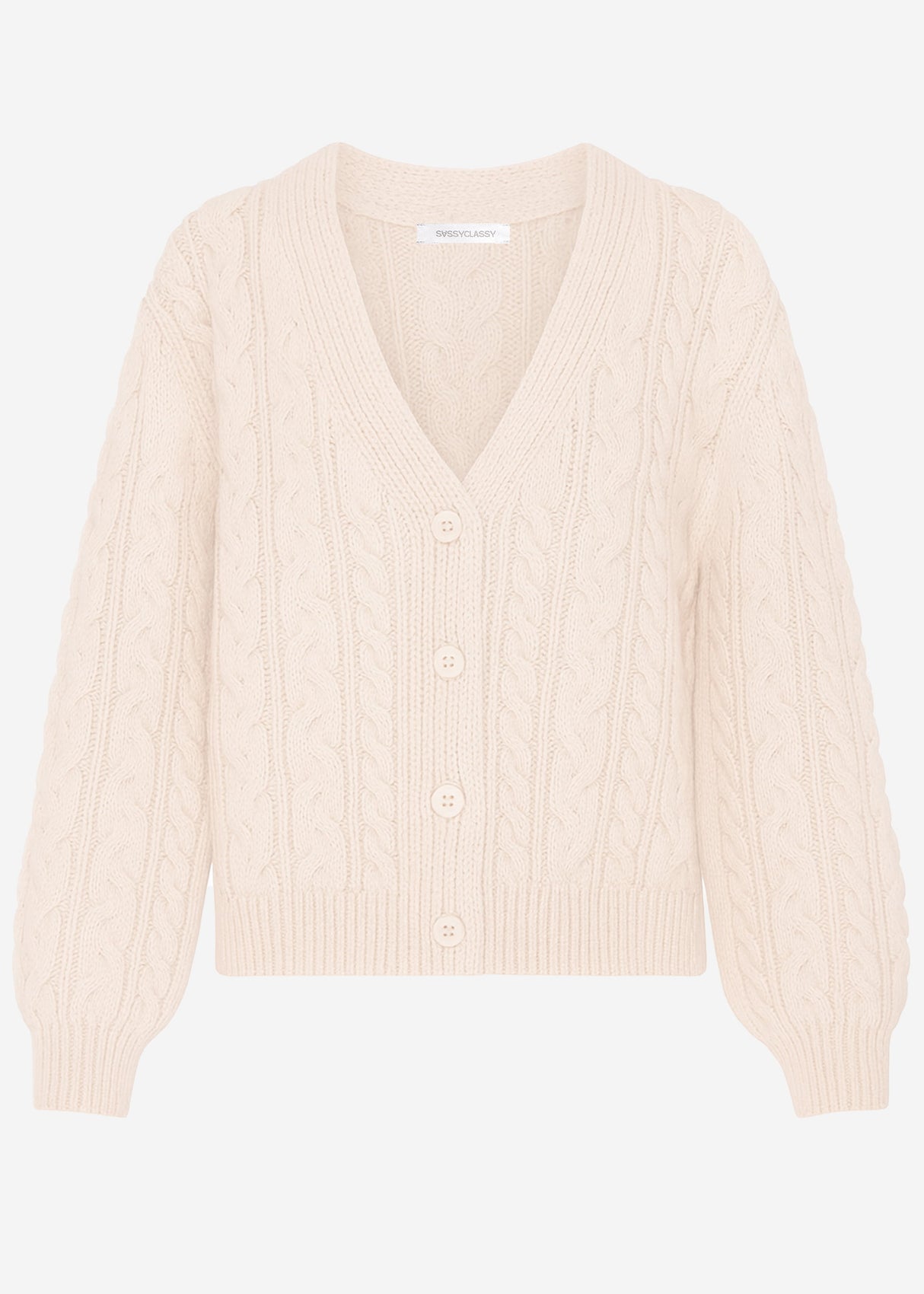 Strickjacke mit Zopfmuster - greige