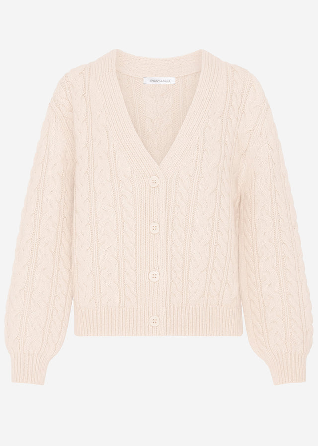 Strickjacke mit Zopfmuster - greige
