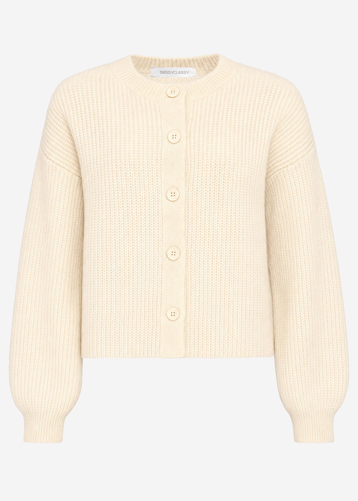 Crew neck cardigan - off-white