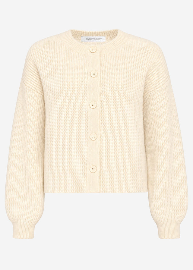 Crew neck cardigan - off-white