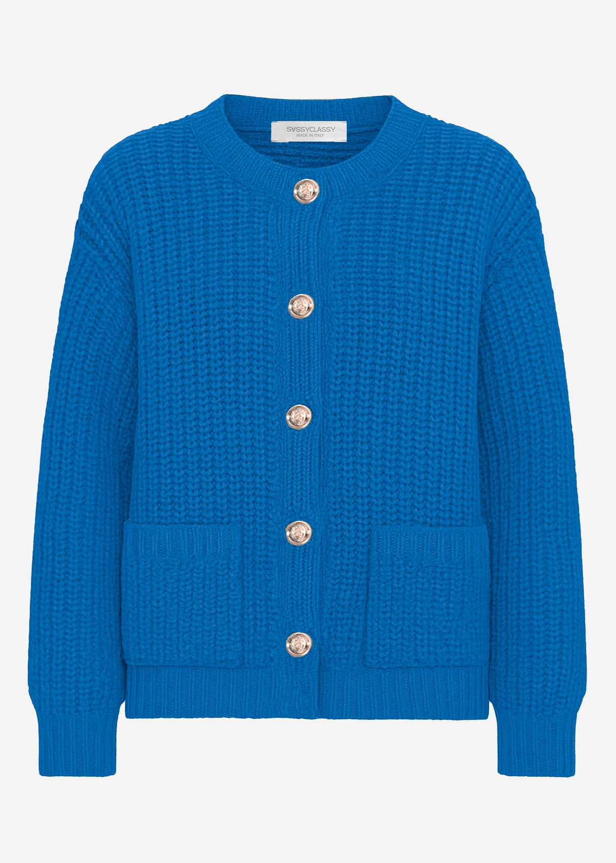 Cardigan with button placket and bags - petrol