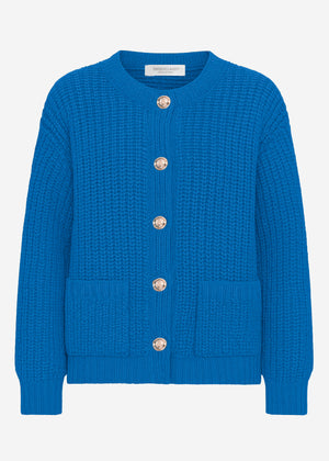 Cardigan with button placket and bags - petrol