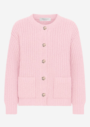 Gerippter Cardigan mit Taschen - rosa