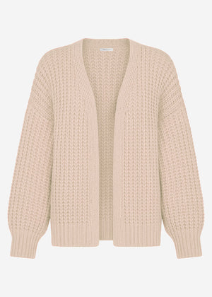 Open coarse -knit cardigan - beige