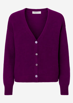 Cardigan mit V-Ausschnitt und Knopfleiste - plum