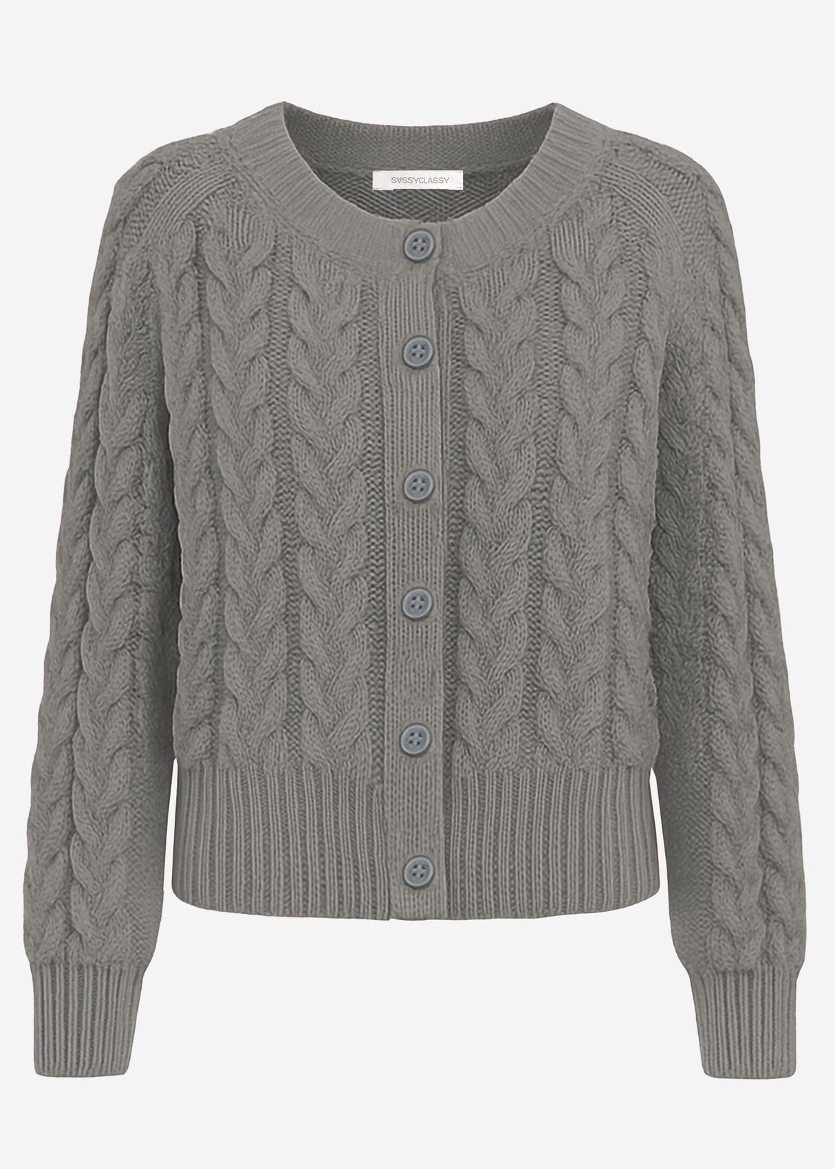 Cardiac cardigan with a circular neckline - gray