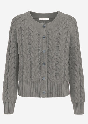Cardiac cardigan with a circular neckline - gray