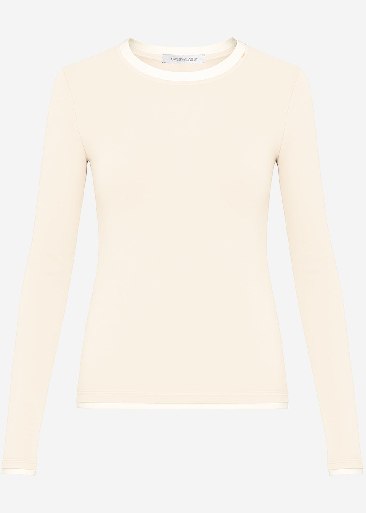 Langarmshirt mit Kontrasteinsätzen - beige