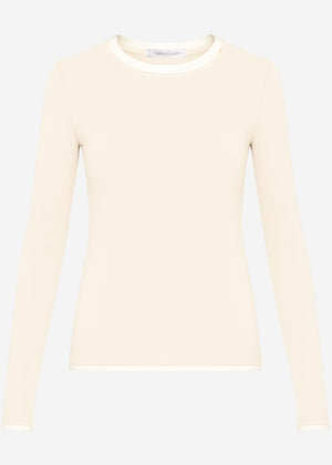 Langarmshirt mit Kontrasteinsätzen - beige