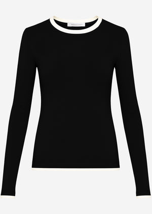 Langarmshirt mit Kontrasteinsätzen - schwarz