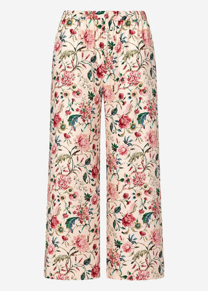 Pants with floral pressure - beige