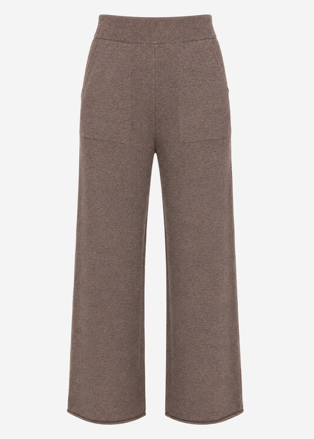 Knit trousers with cashmere - taupe