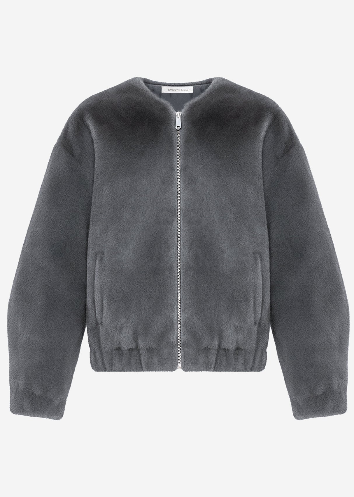 Bomberjacke aus Fellimitat - grau