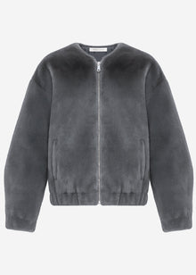 Faux fur bomber jacket - grey