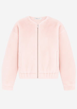 Bomberjacke aus Fellimitat - rosa