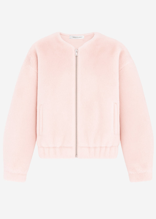 Faux fur bomber jacket - rose
