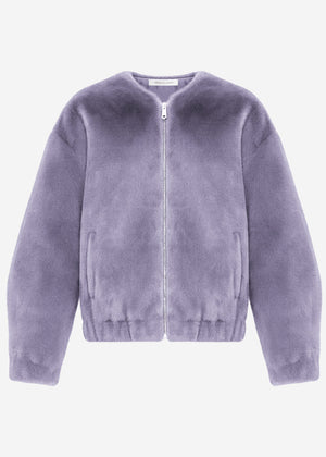 Bomberjacke aus Fellimitat - lavendelgrau