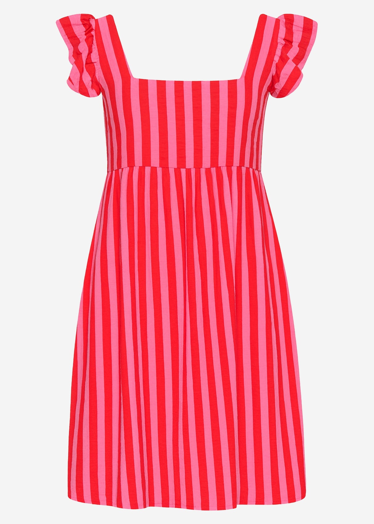 Gestreiftes Musselinkleid - pink